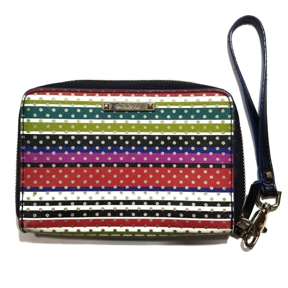 {Stella & Dot} Multicolor Striped Polka Dot Wallet
